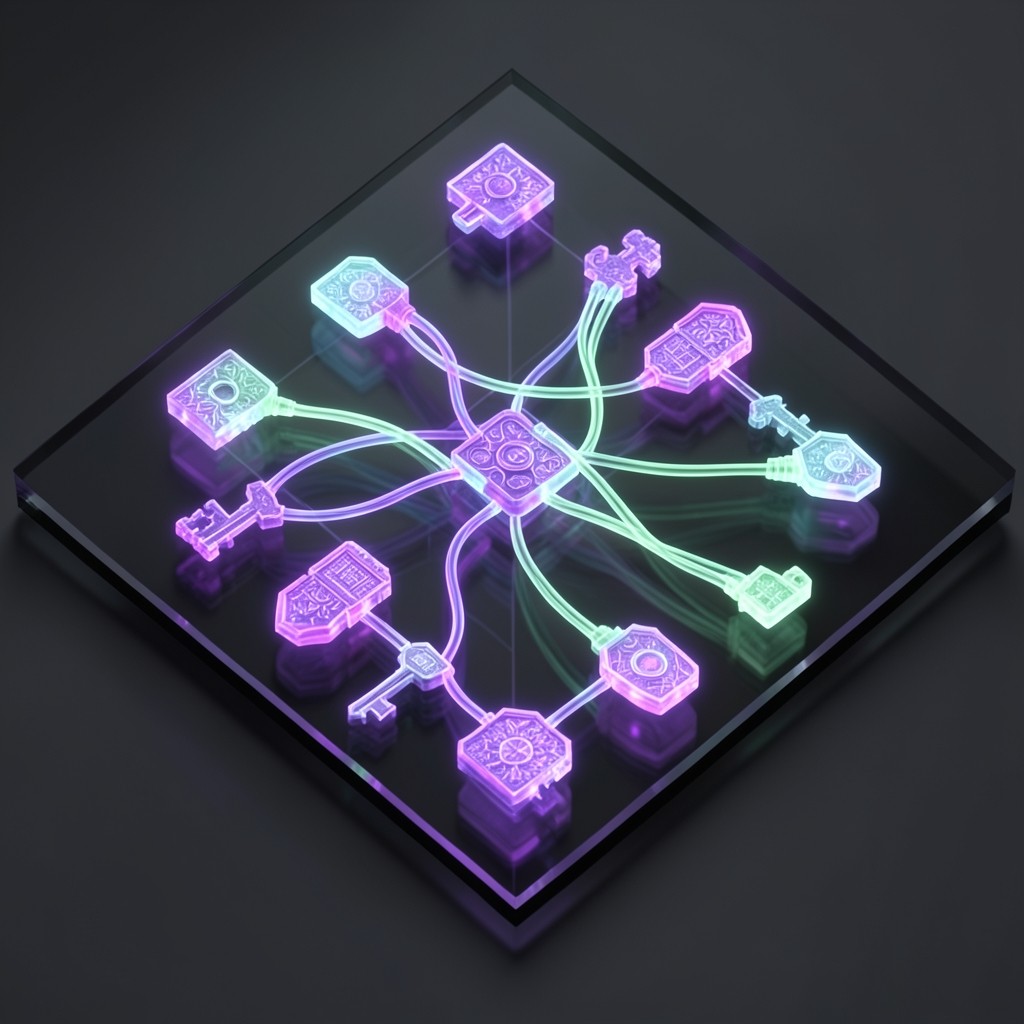 Cryptographic key custody and multi-signature security architecture diagram visualization